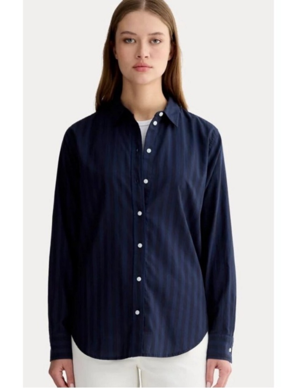 Everlane Must-Have Shirt in Silky Cotton supima gingham check navy black sz 12